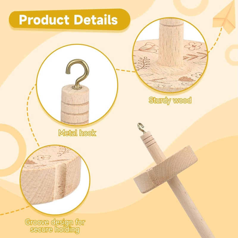 Varku 2PCS Wool Carders with Drop Spindle Set, Hand Carders Wool Needle Felting Brush, Drop Spindle Maple Top Whorl Spinning Smooth Finish, for Craft Felt Project - Image 5